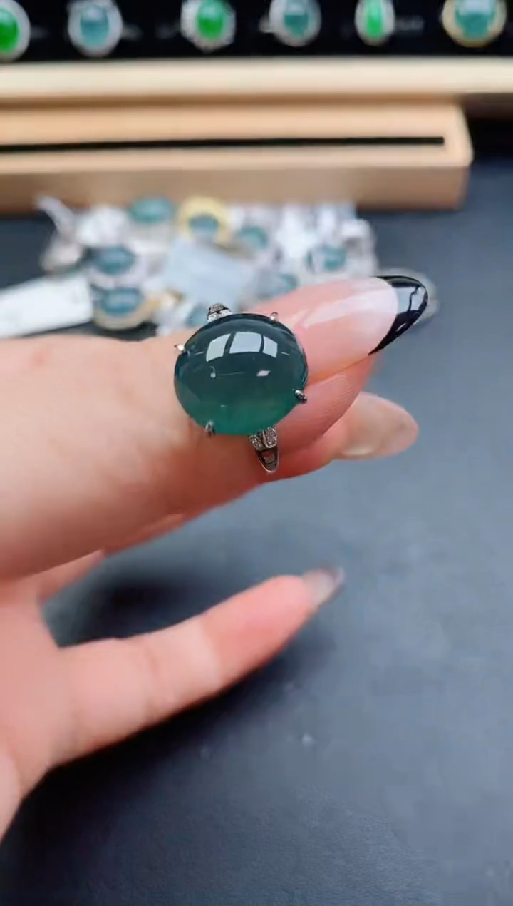 翡翠戒指银S925镶嵌508500