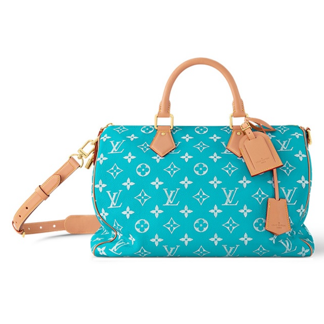 99新 LouisVuitton/路易威登 Speedy 40菲董联名绿松石P9 斜挎包