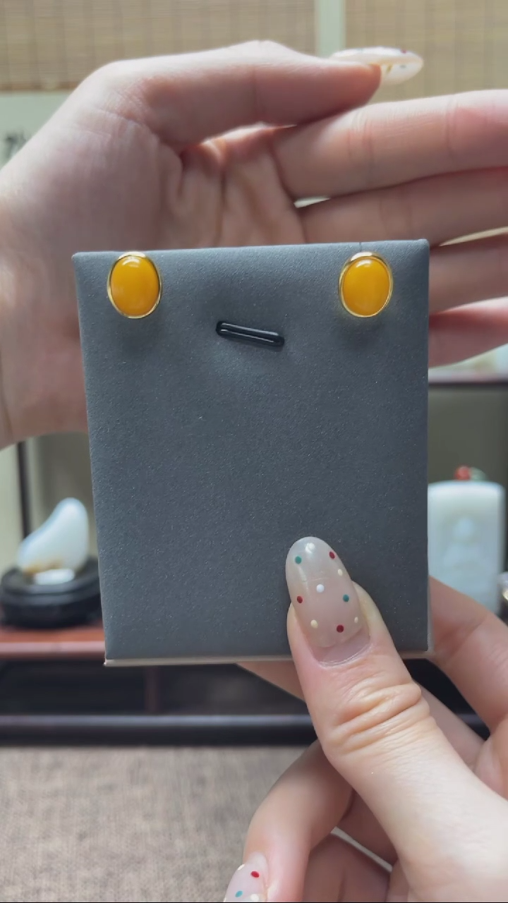 【闪购商品】蜜蜡耳饰银S925镶嵌#701101