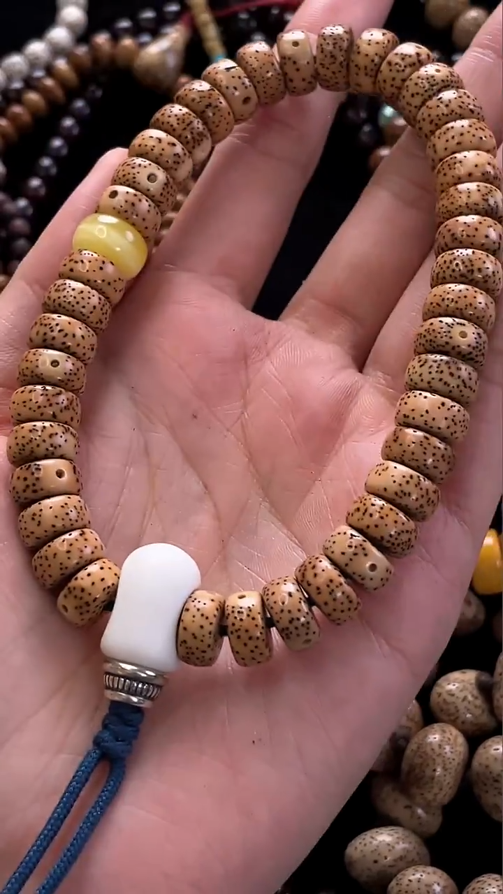 手串星月菩提精工级粉皮浅珀药片11*6手持