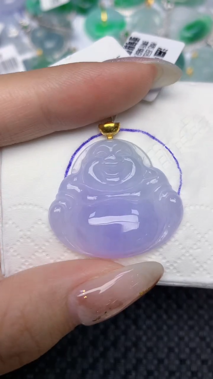 颈饰18K金镶嵌翡翠天然缅甸翡翠a货百元以上9元证书费自理