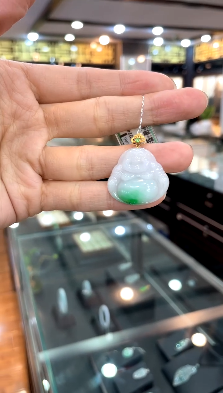 【闪购商品】翡翠颈饰18K金镶嵌佛公