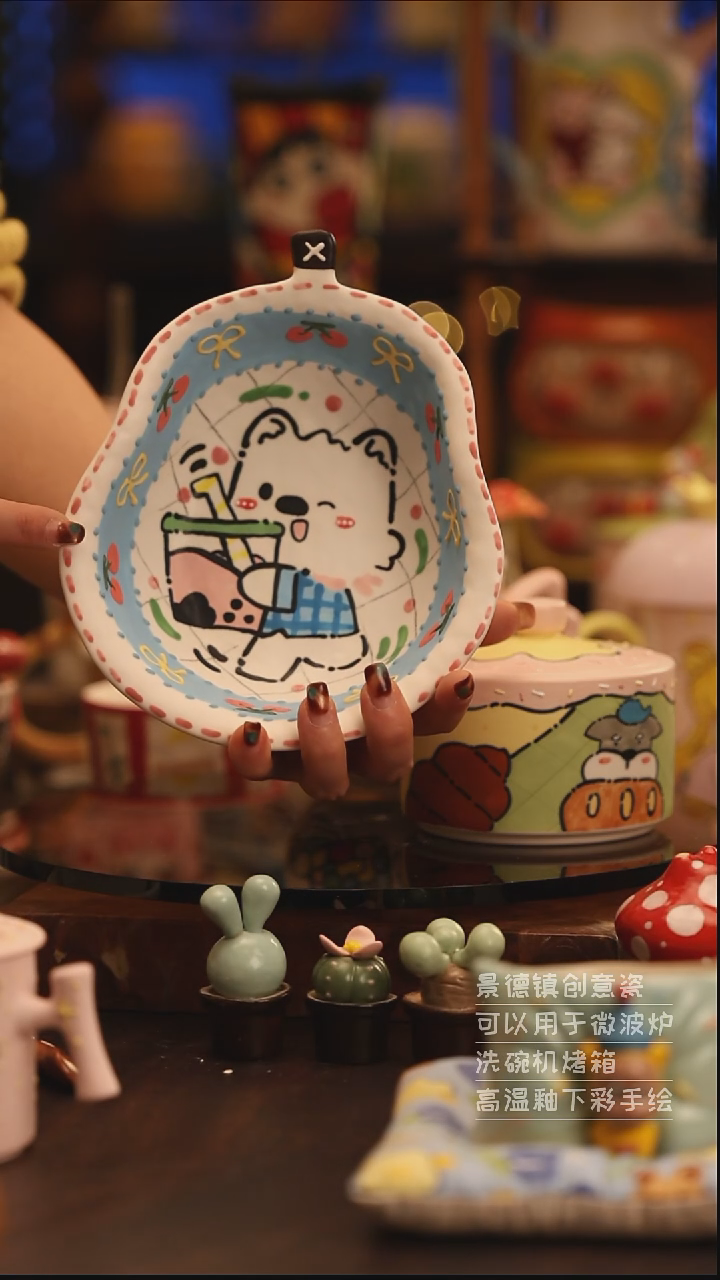 陶瓷景德镇可爱陶瓷釉下彩绘设计师款