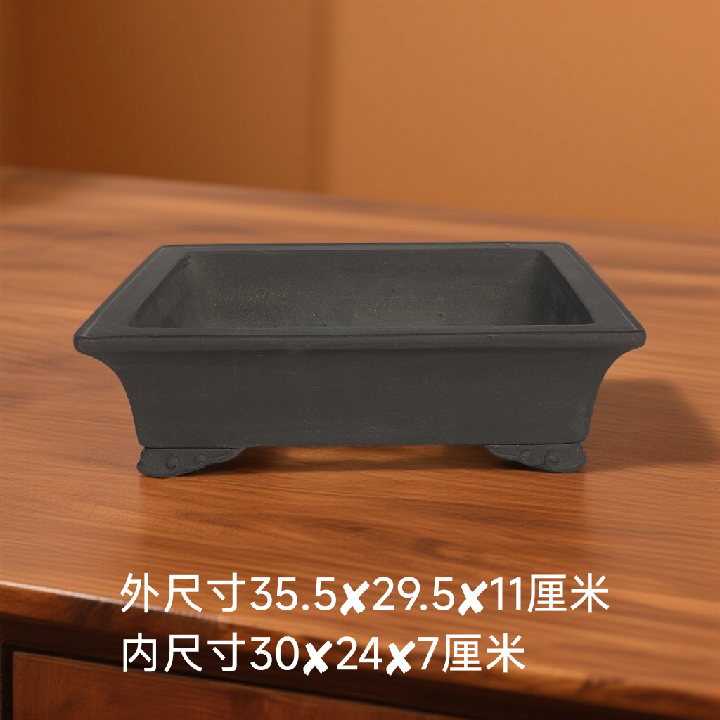 复古手紫砂家用云足马槽花盆适合阳台盆景种植小叶簕竹特大号客厅