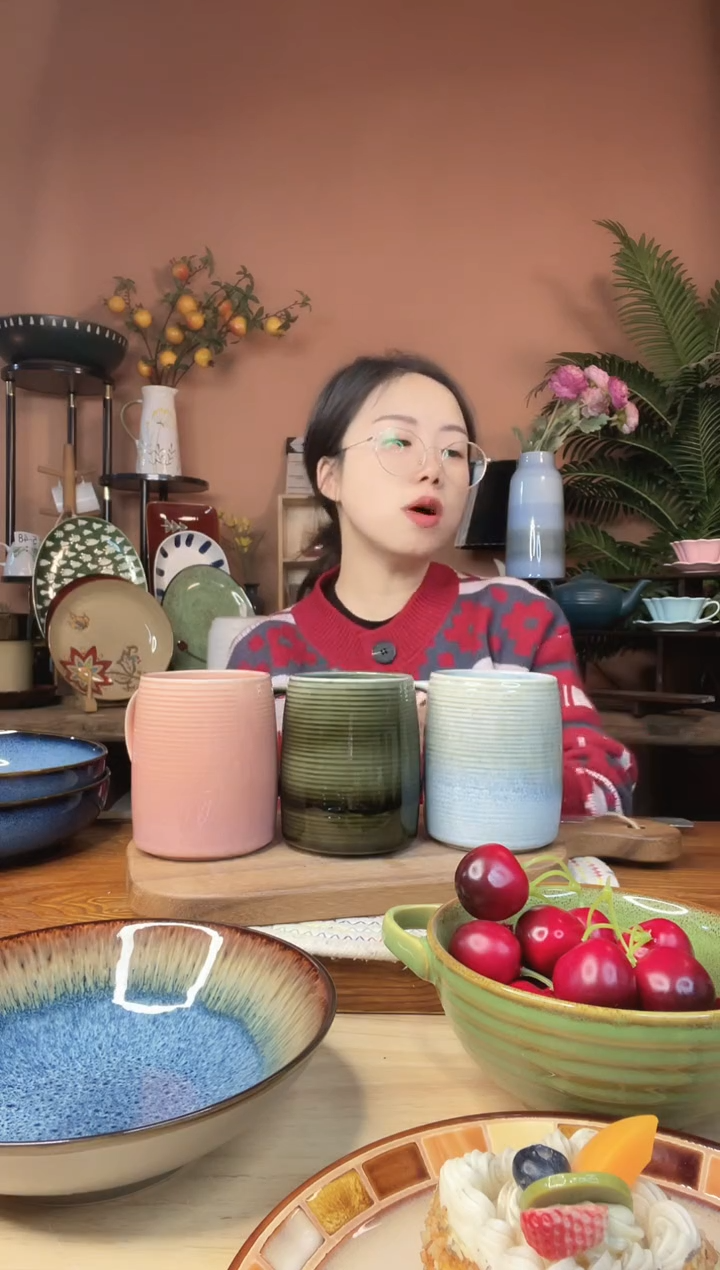 陶瓷500毫升容量水杯 3件 微瑕疵