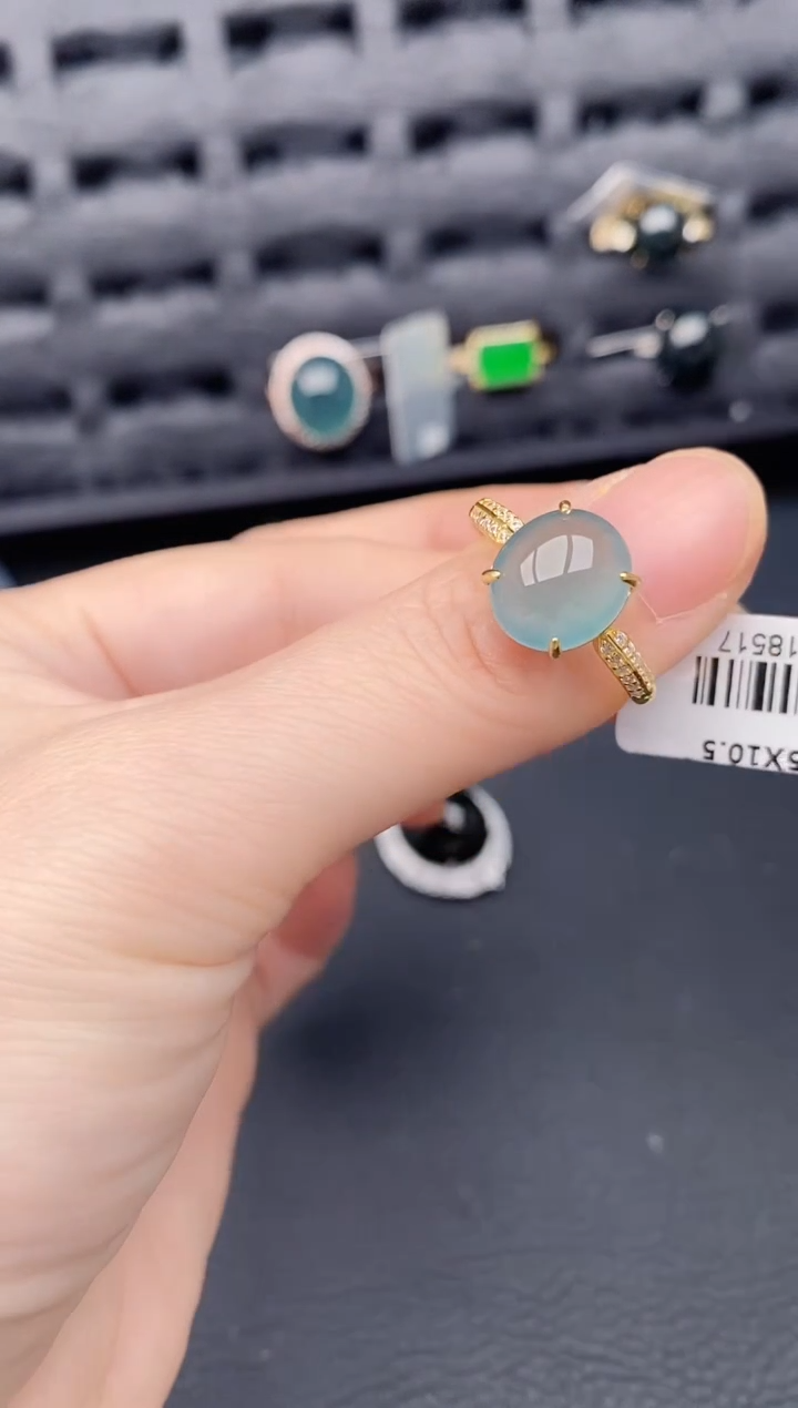 银S925镶嵌戒指翡翠天然a货翡翠528