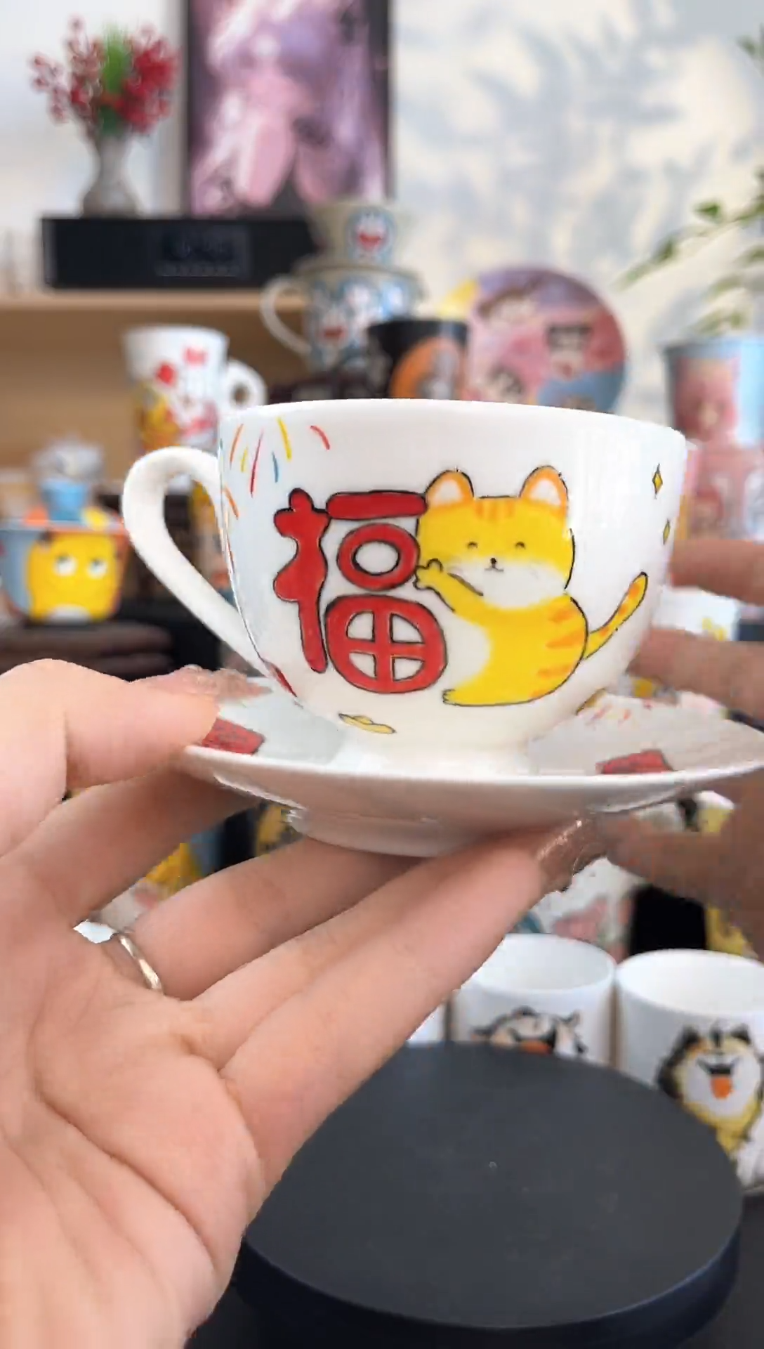 【闪购商品】摆件手工手绘陶瓷小杯杯