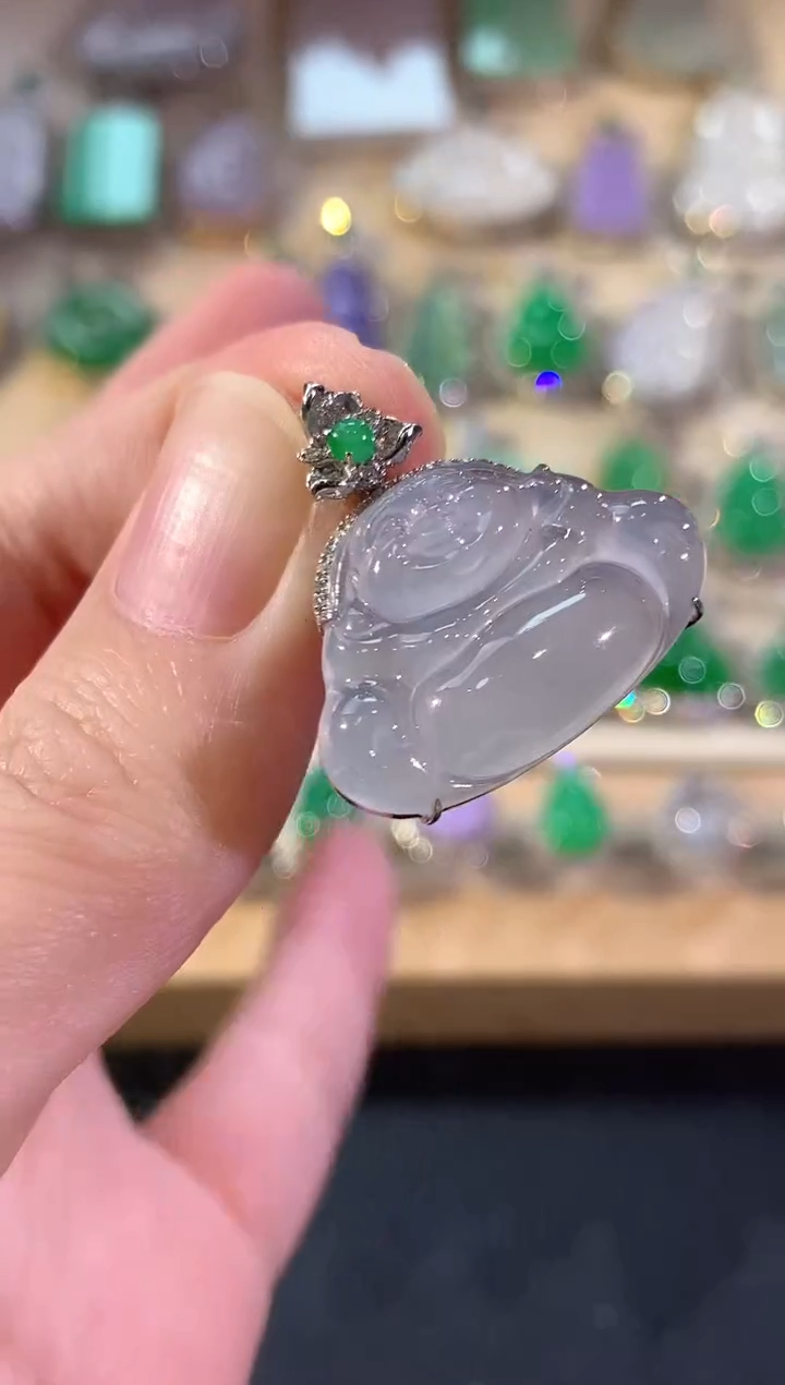 吊坠(不含链)18K金镶嵌翡翠冬日珠宝E65