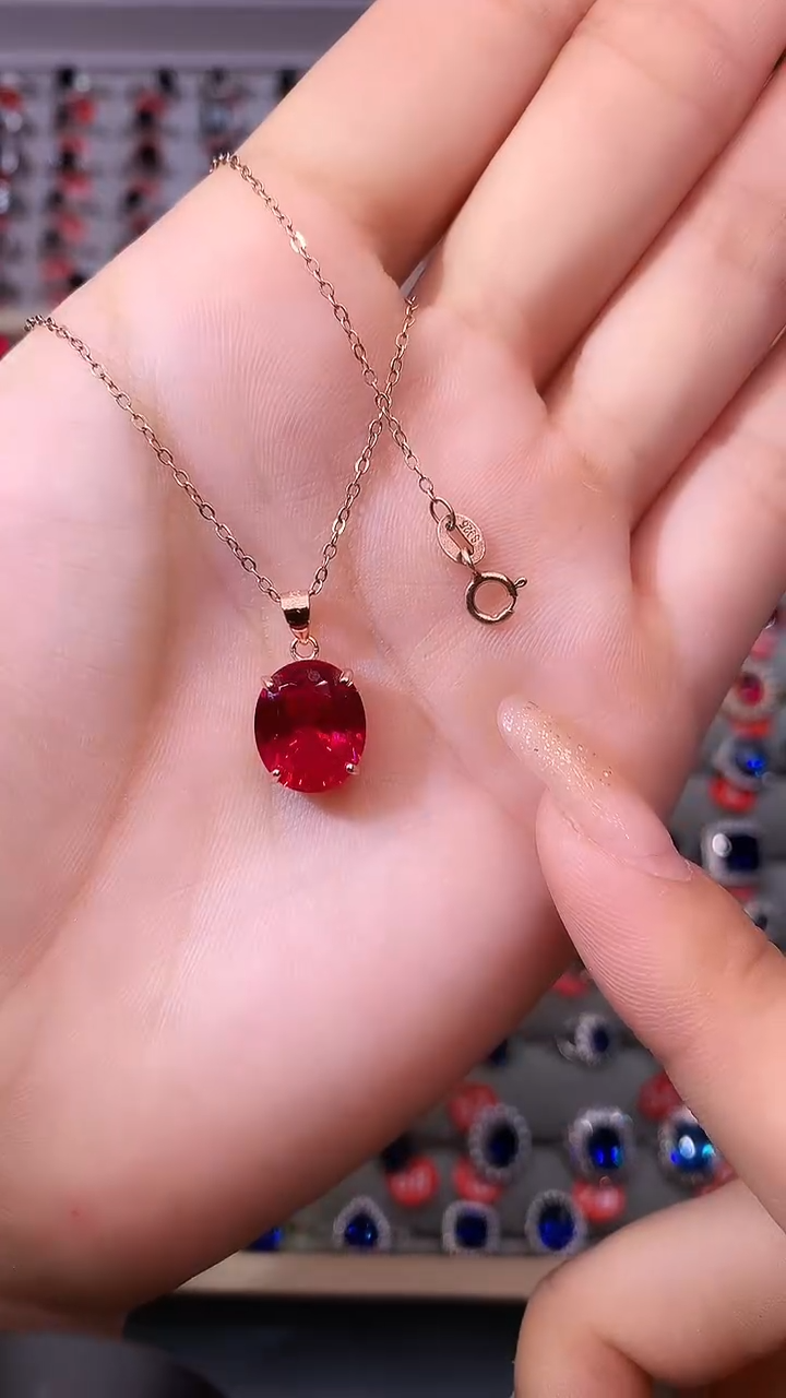 【闪购商品】红宝石吊坠(赠链)银S925镶嵌111111