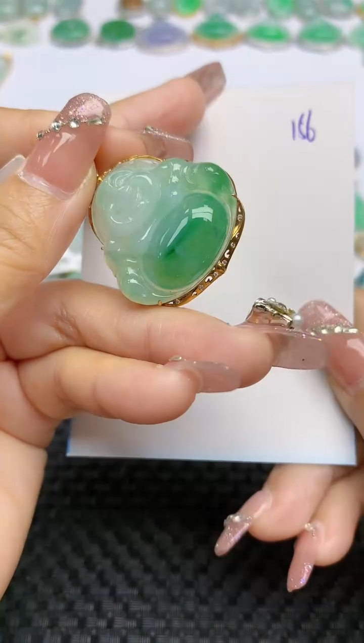 【闪购商品】翡翠颈饰18K金镶嵌天然A货翡翠 156