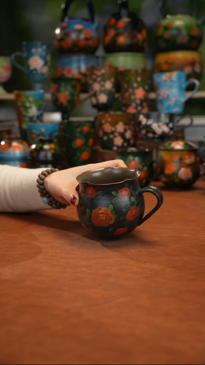 紫砂油画釉下彩手绘