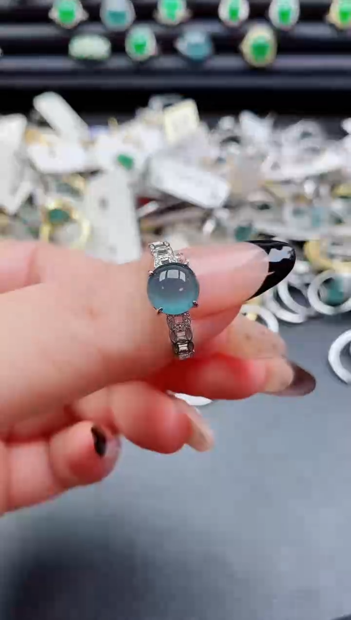 银S925镶嵌戒指翡翠1