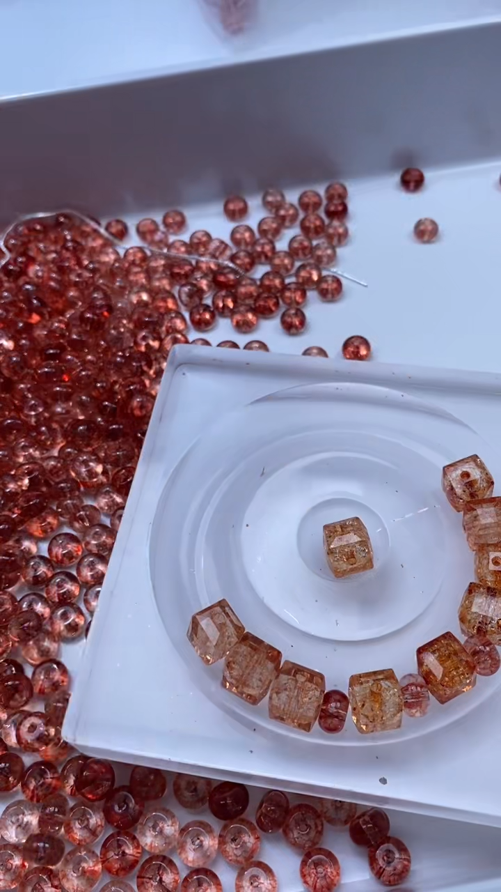 颈饰未镶嵌水晶W2930-金橙碧玺算盘8*4mm*15颗