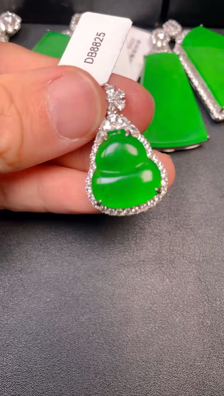 吊坠(不含链)银S925镶嵌翡翠吊坠