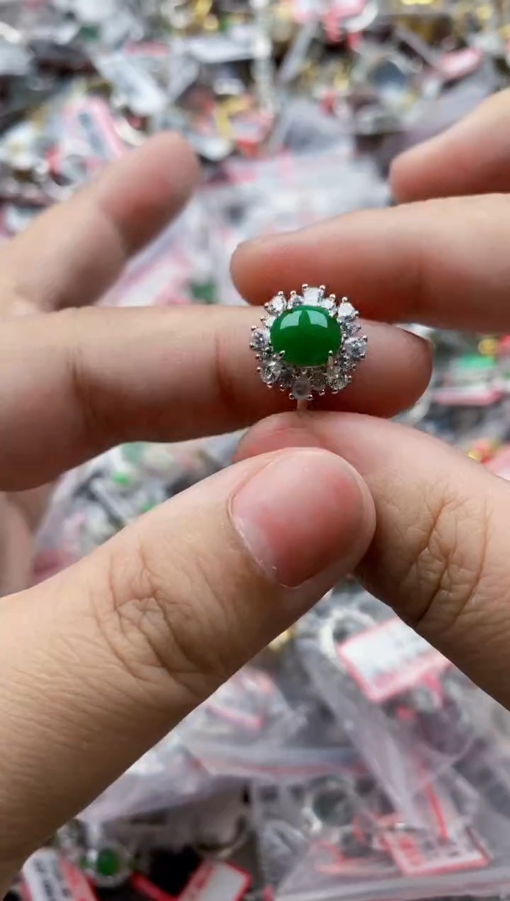 翡翠银S925镶嵌戒指111111---3