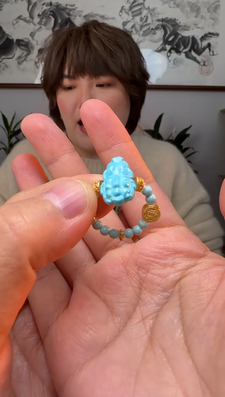 【闪购商品】绿松石戒指银S925镶嵌时尚百搭A1704