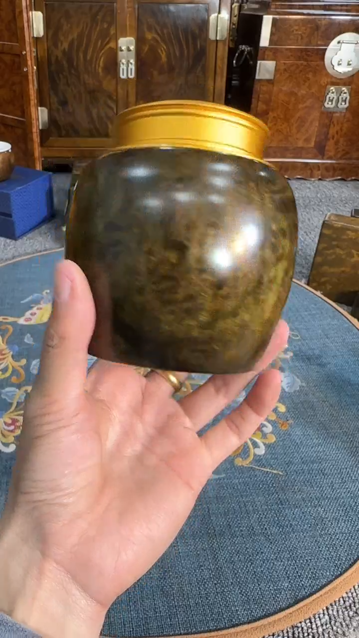 【闪购商品】乌木类成套家具阴沉锡盖茶叶罐 s40