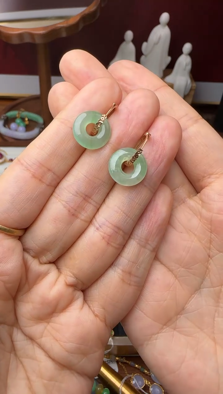 翡翠18K金镶嵌耳饰闪购商品耳扣1980