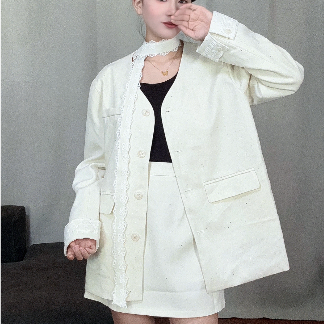 春季新款时尚设计感西装女神范两件套裙子韩系穿搭套装休闲百搭