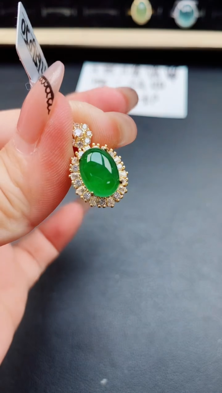 翡翠银S925镶嵌吊坠(赠链)8050