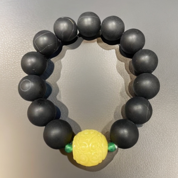 天然磨砂铁线黑玛瑙玉手串14MM轻奢精美男女同款多样性发一