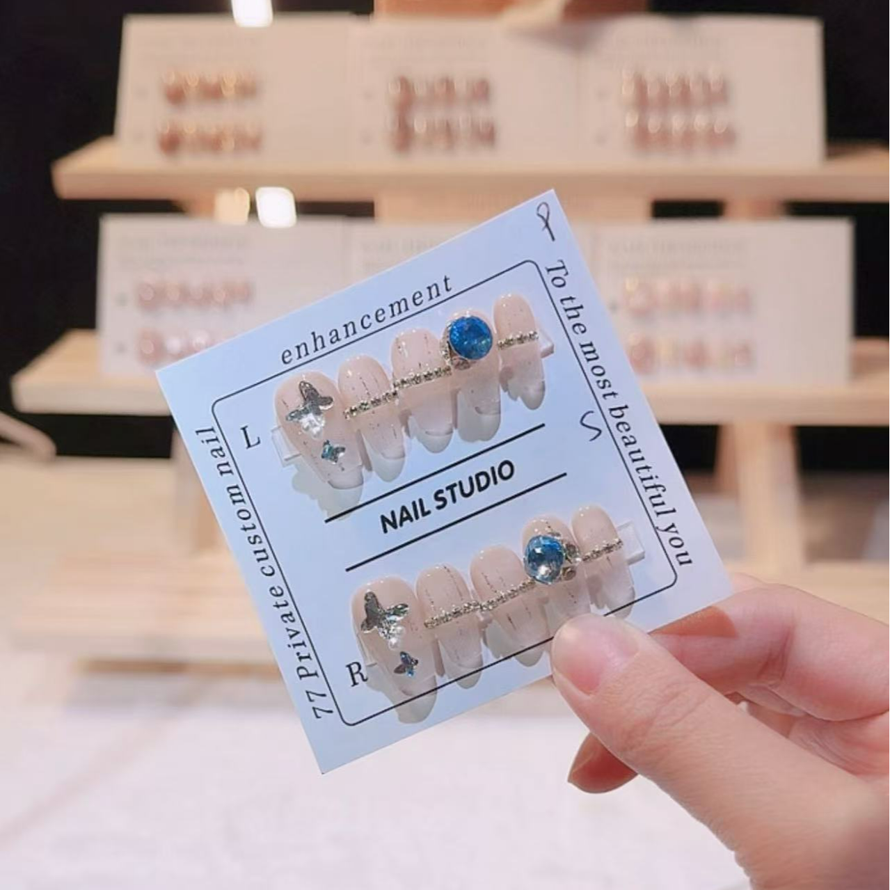 蓝汪汪（赠送工具包收纳盒）显白高级/气质女神/纯手工穿戴甲