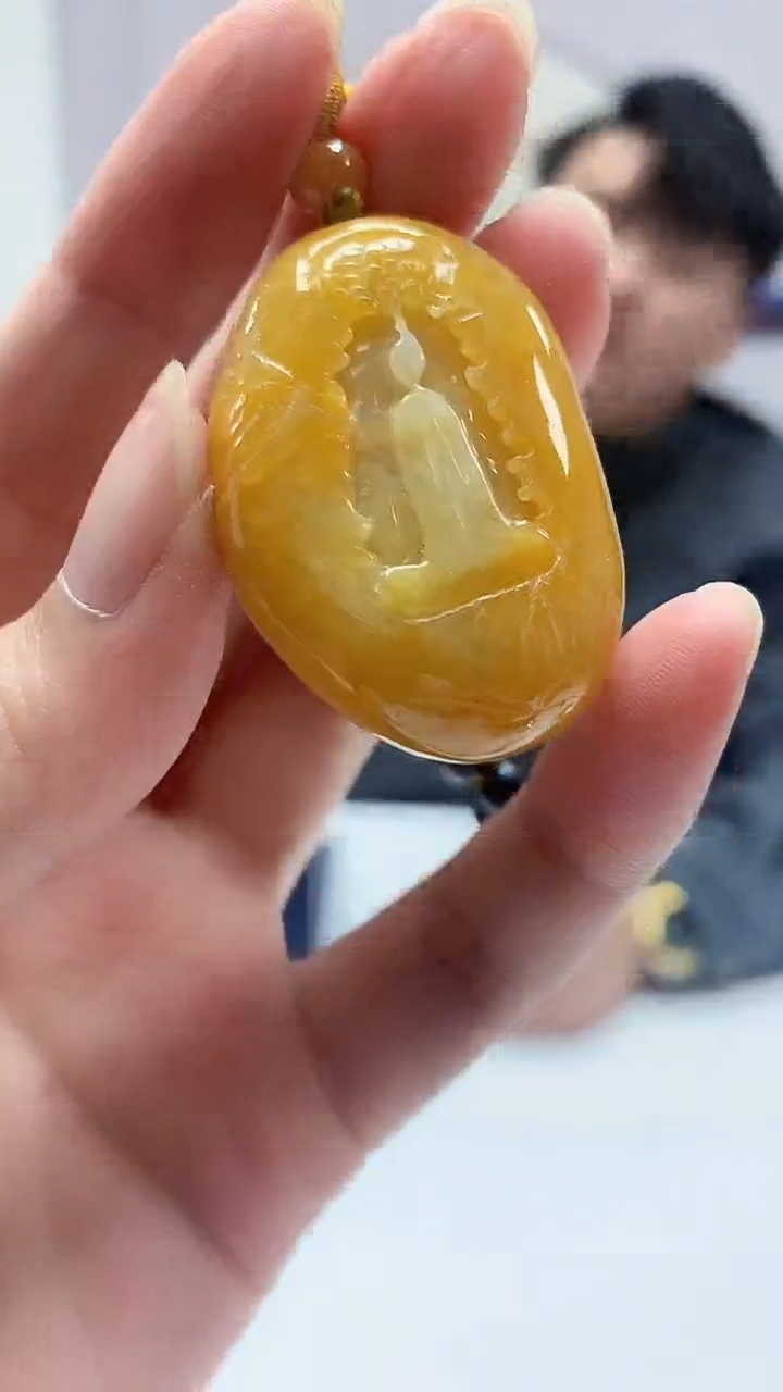 【闪购商品】定制翡翠未镶嵌5060zm-毛货挂件32悟道