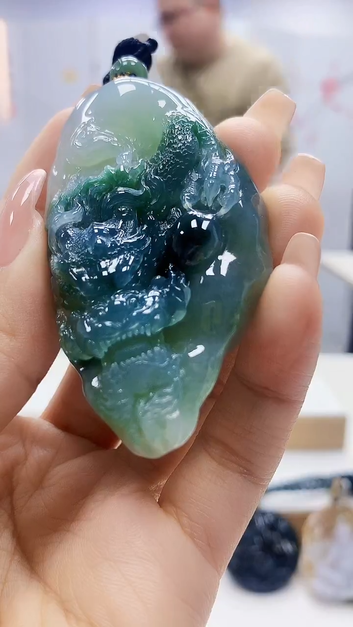 18K金镶嵌定制翡翠5167ty-毛货挂件4