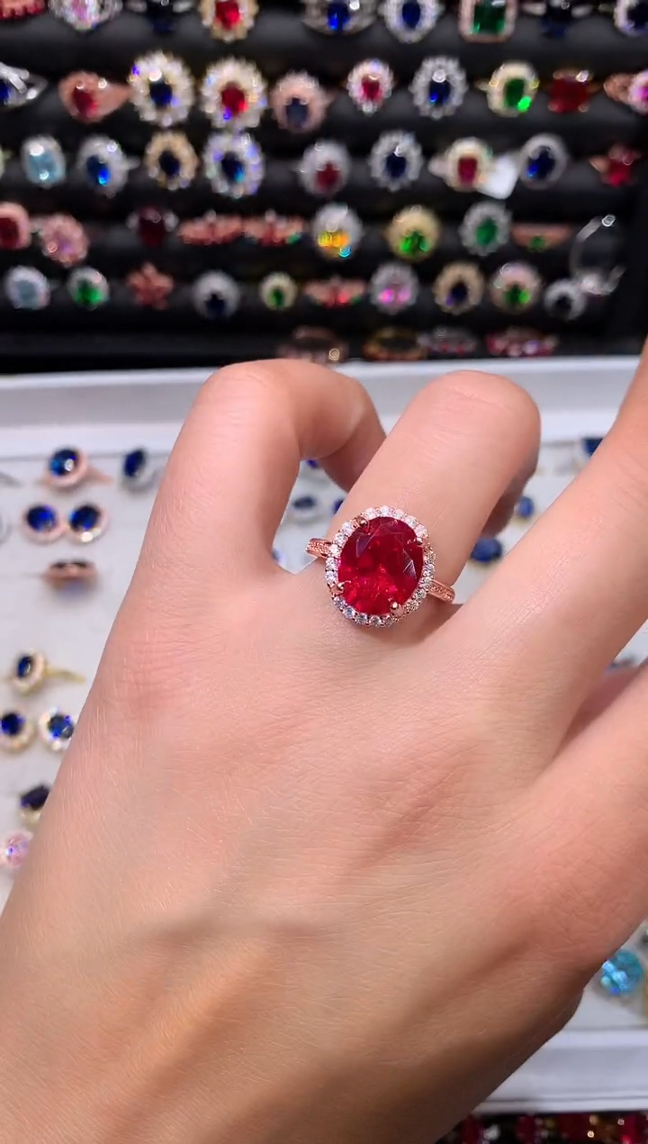 【闪购商品】红宝石戒指银S925镶嵌1012玫瑰金