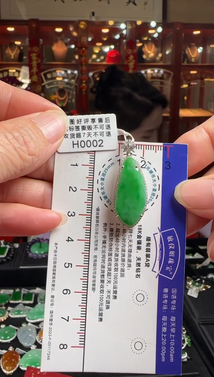 【闪购商品】翡翠颈饰18K金镶嵌H0002绿福瓜