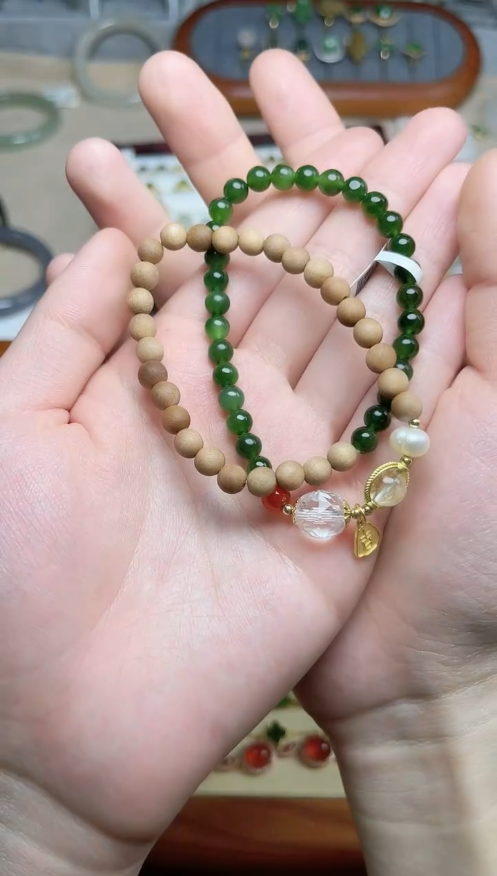 【闪购商品】和田玉银S925镶嵌手串06多圈手串