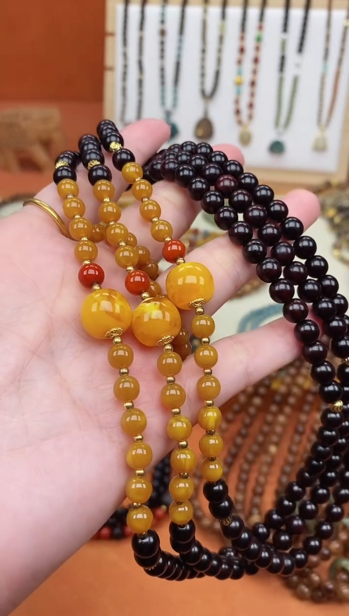 手串檀香紫檀（小叶紫檀）未镶嵌双圈印度小叶紫檀老蜡手串