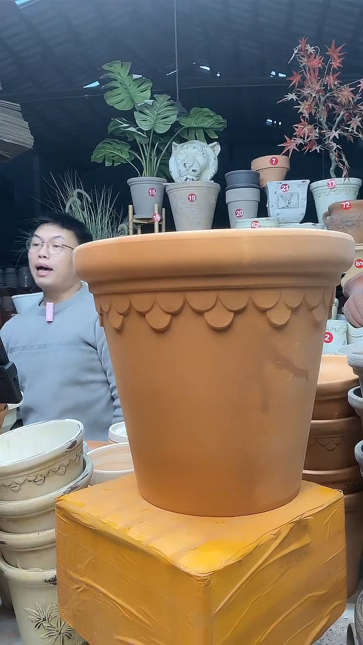 【闪购商品】缸1个30*27红陶巴洛克无托