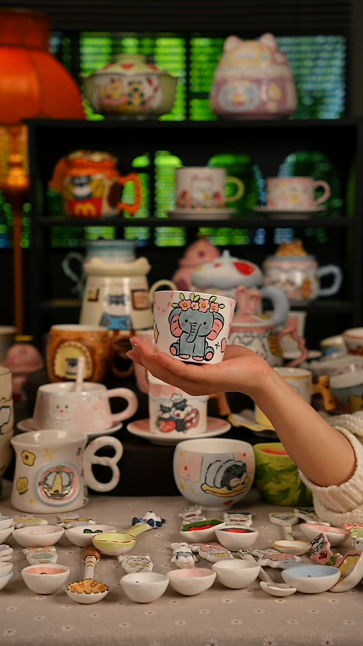 陶瓷无盖款景德镇高温釉下彩纯手绘创意瓷