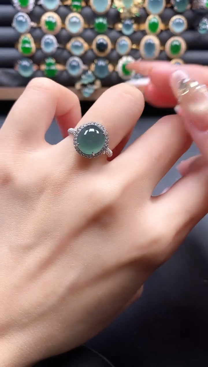 银S925镶嵌戒指翡翠51151