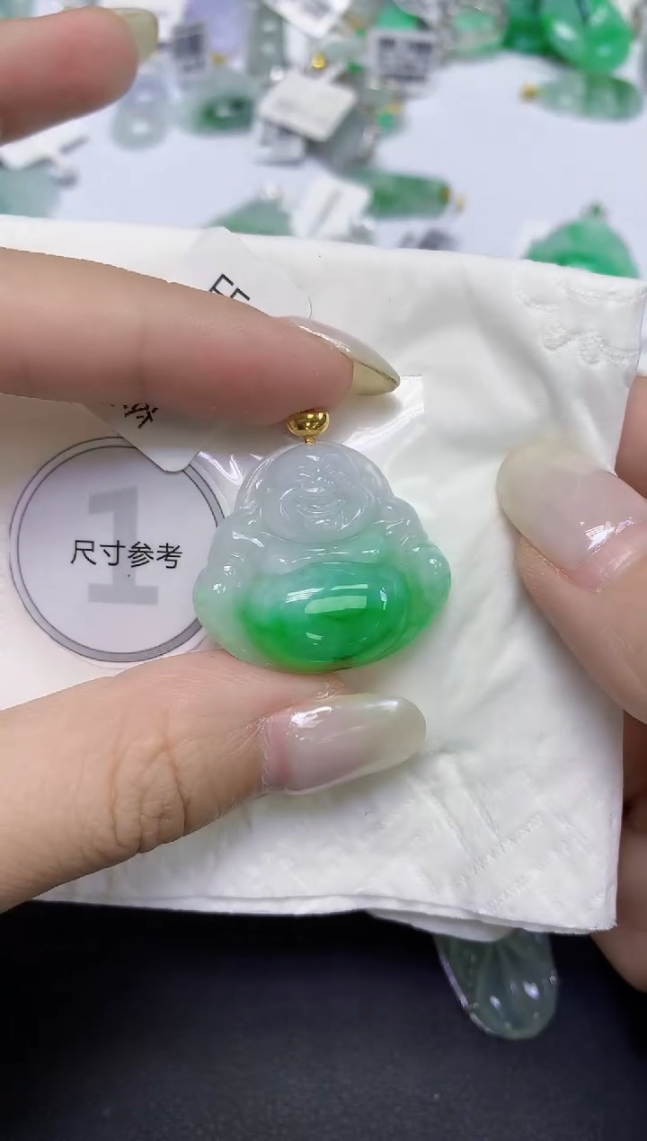 颈饰18K金镶嵌翡翠天然缅甸翡翠A货百元以上9元证书费自理