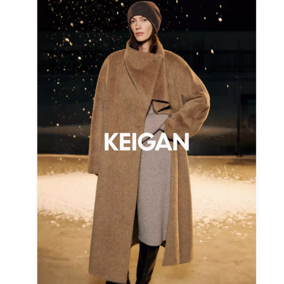 开间黑标/意大利MENCHI原色羊驼&秘鲁INCA垂荡多穿领千纸鹤长大衣