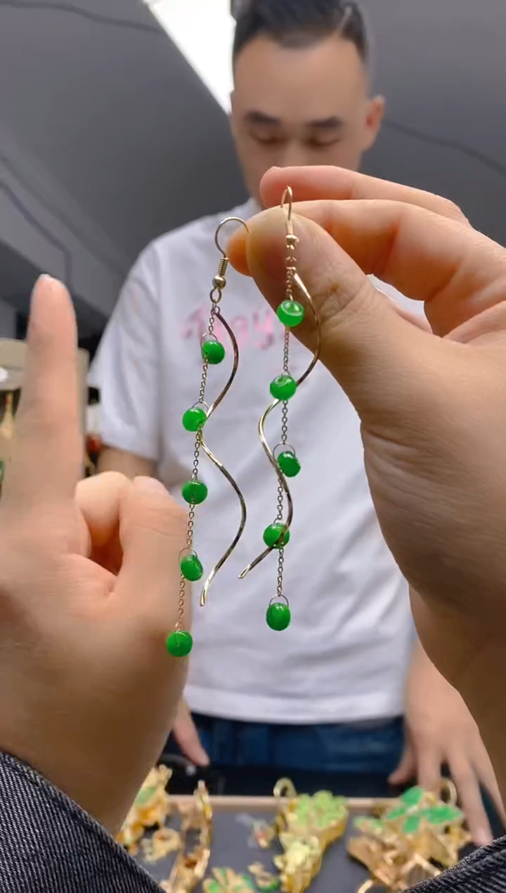 【闪购商品】翡翠耳饰合金0371翡翠耳钩