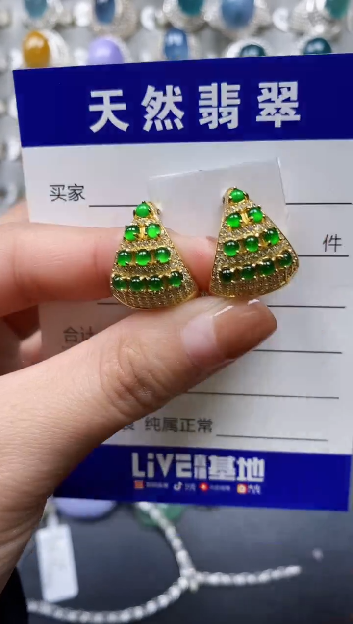 【闪购商品】翡翠耳饰银S925镶嵌0170