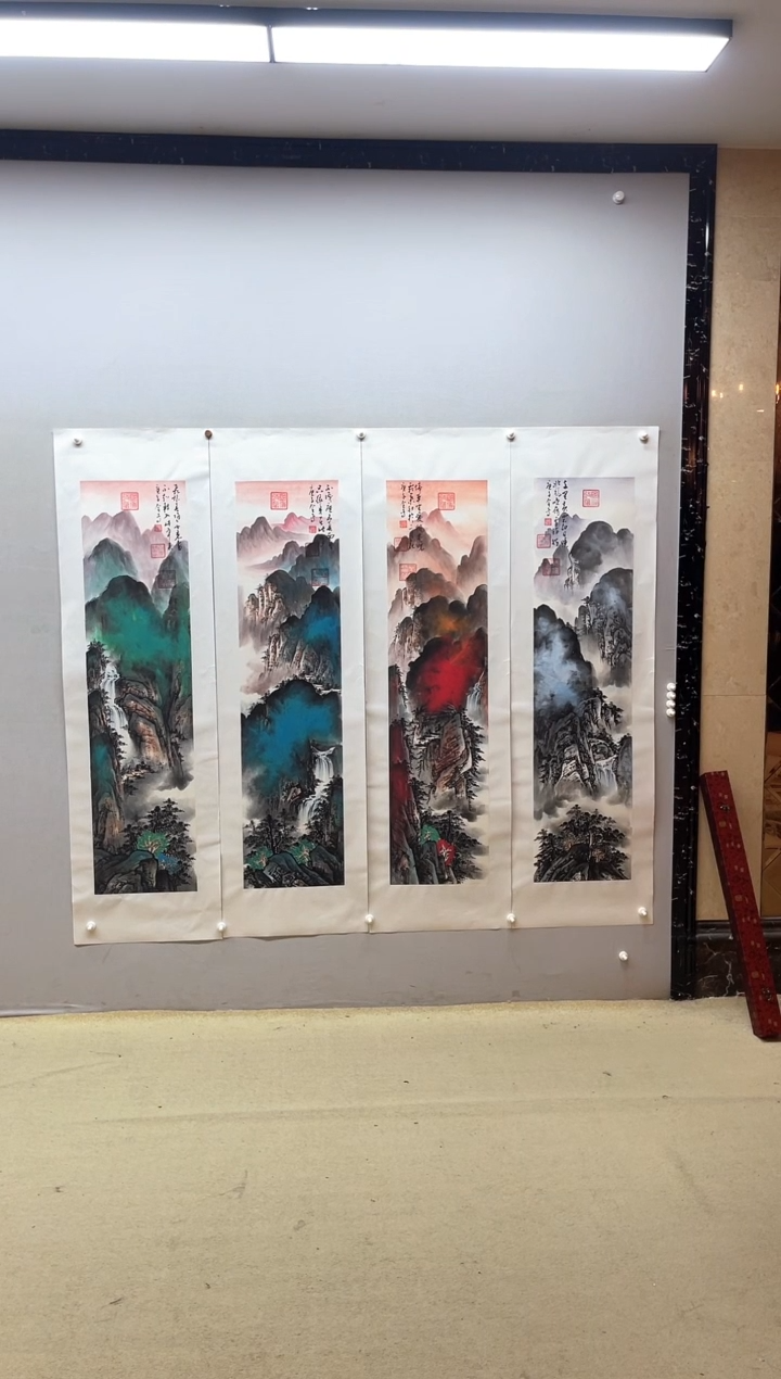 【闪购商品】国画张金专 泼墨泼彩四条屏