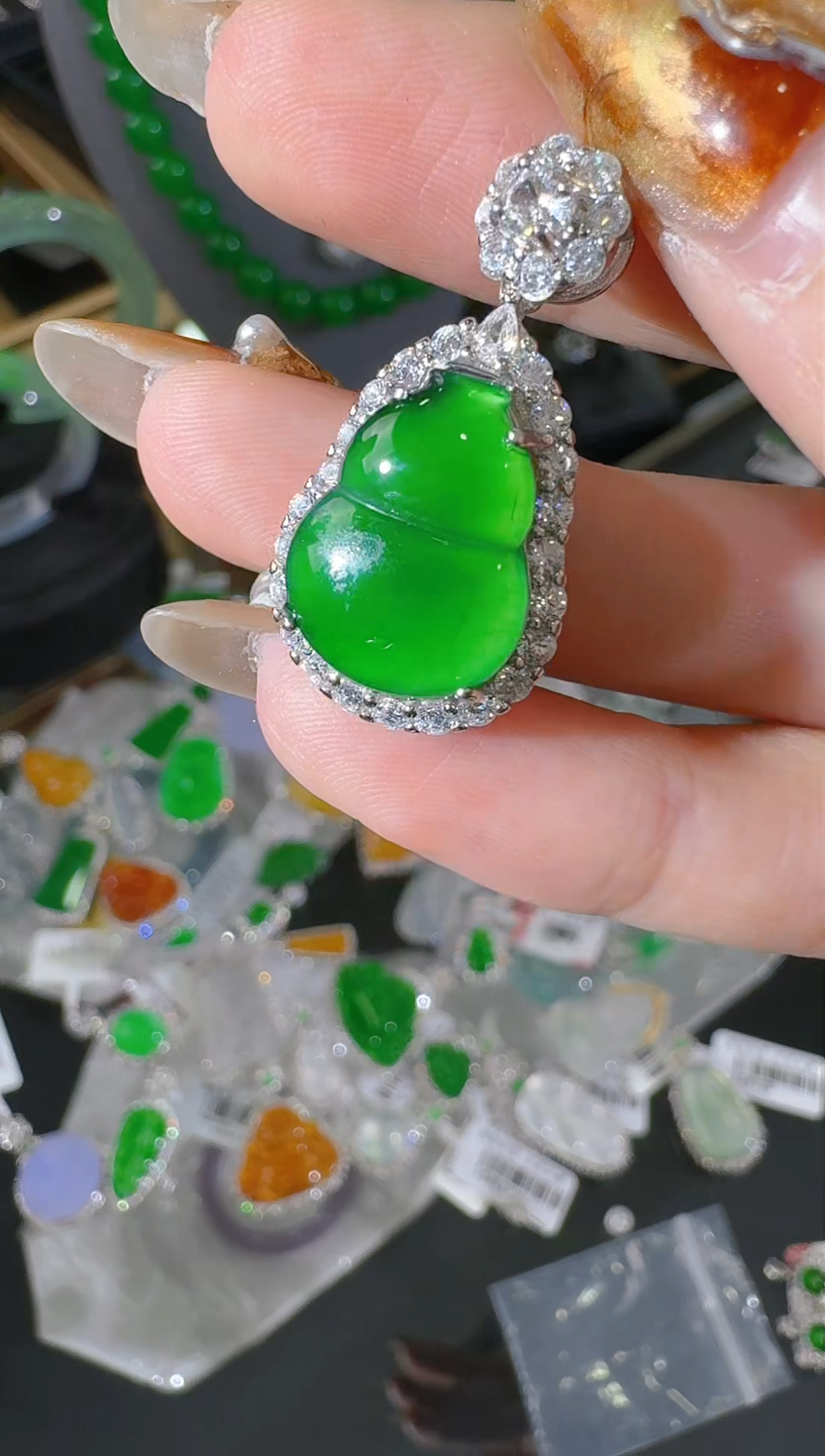 【闪购商品】翡翠吊坠(不含链)银S925镶嵌葫芦