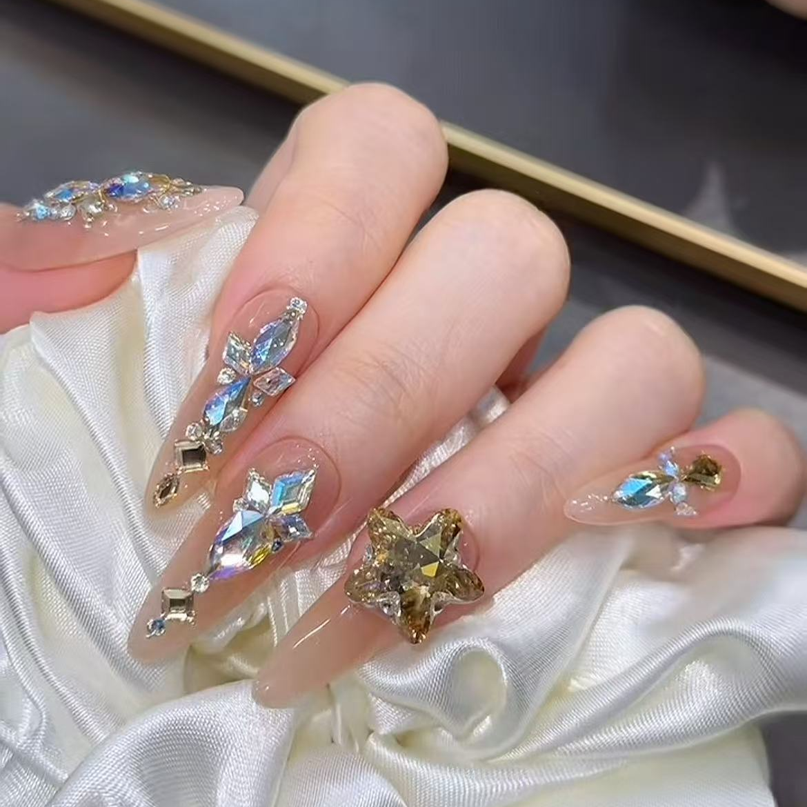 神话 施家全华 纯手工定制穿戴甲美甲成品美甲贴片10片