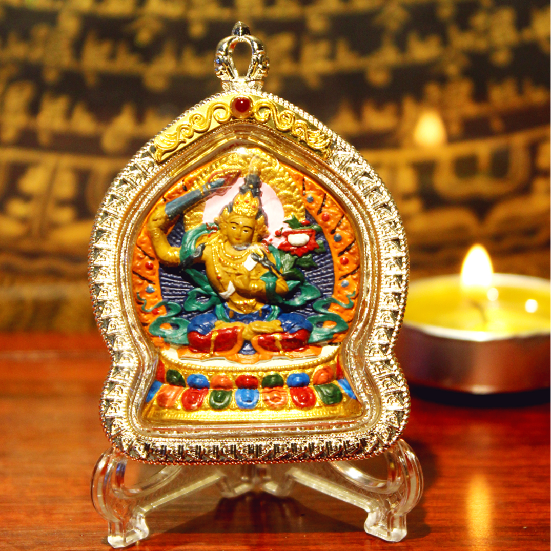 铜合金亚克力吊坠 文殊藏地精品手绘手工擦擦