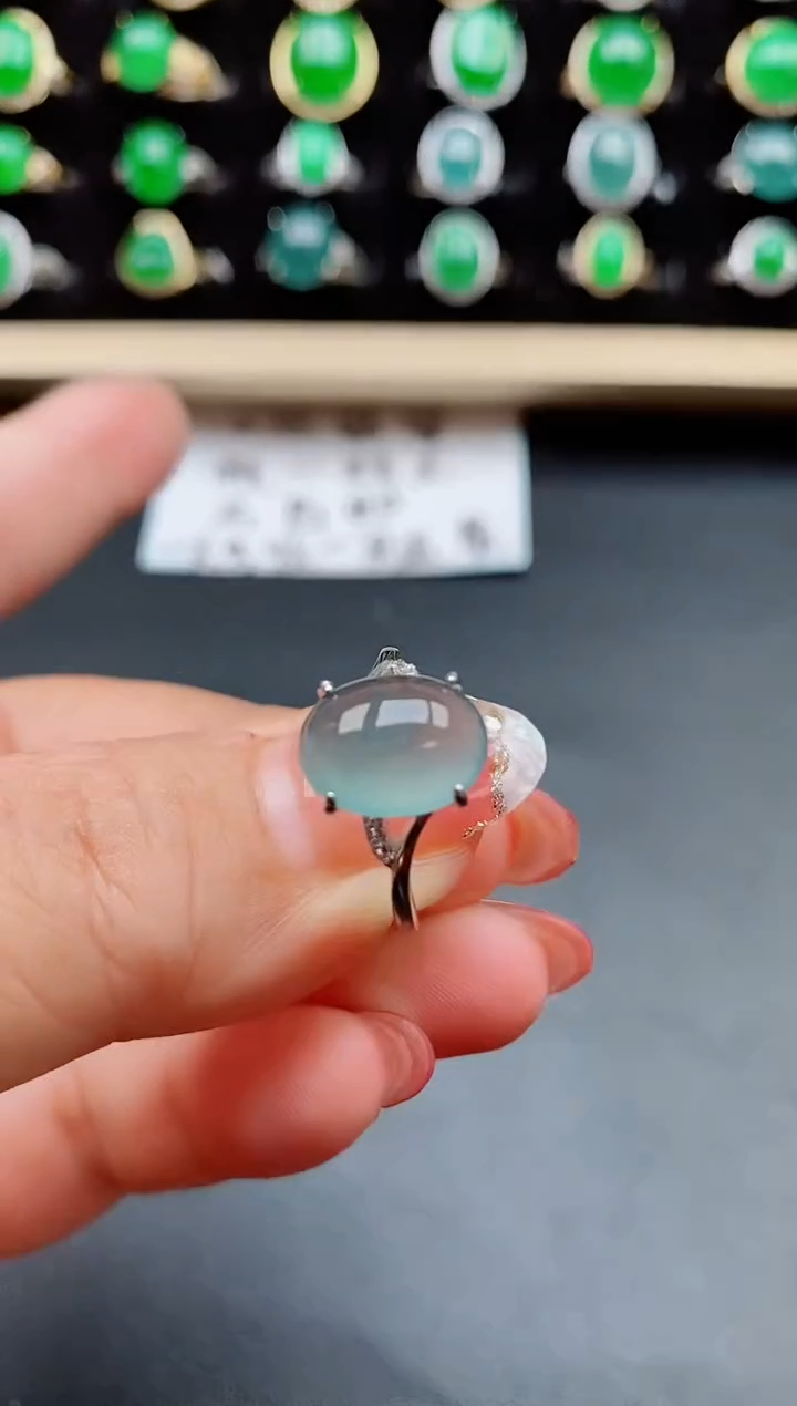 【闪购商品】翡翠戒指银S925镶嵌5080