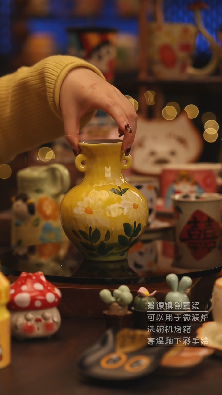 陶瓷景德镇可爱陶瓷釉下彩绘设计师款