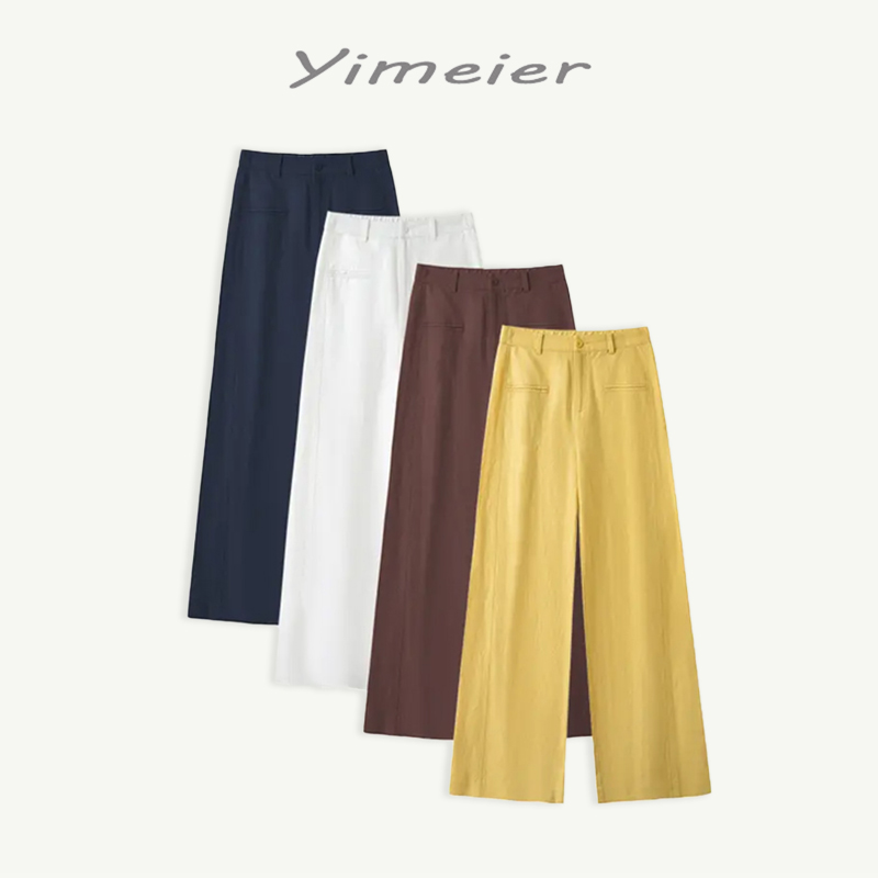 天丝亚麻窄版阔腿裤女夏季2025年新款高腰宽松垂感直筒休闲2620