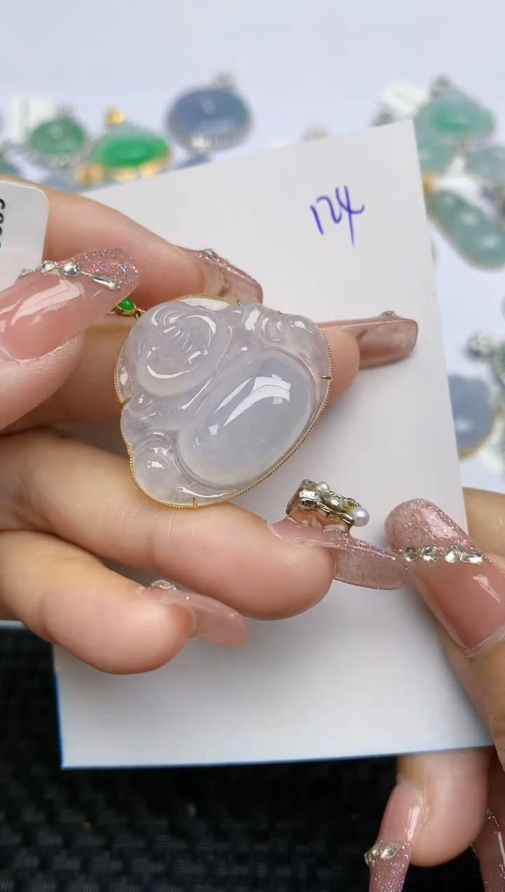 【闪购商品】翡翠颈饰18K金镶嵌天然A货翡翠 124