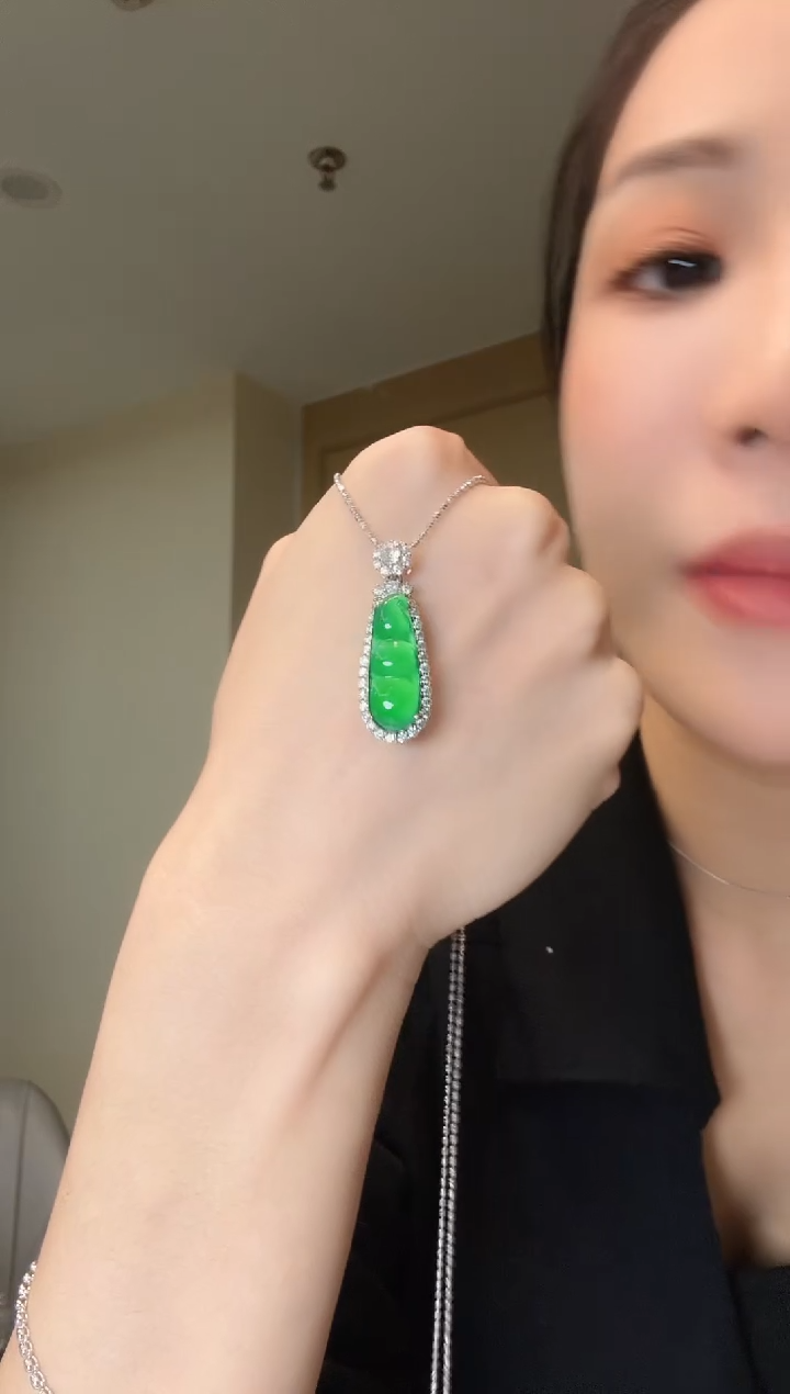 翡翠银S925镶嵌吊坠(不含链)天然翡翠吊坠