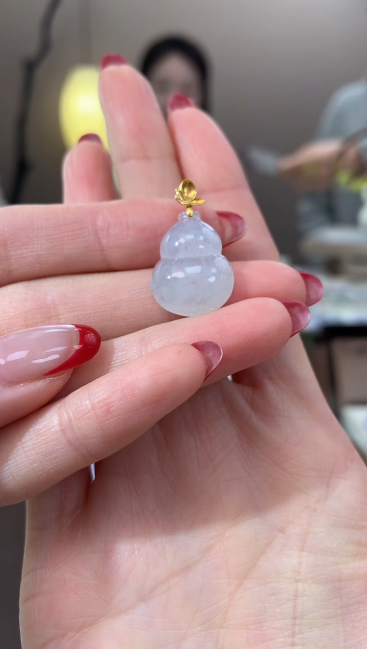 【闪购商品】翡翠颈饰18K金镶嵌天然缅甸a货翡翠