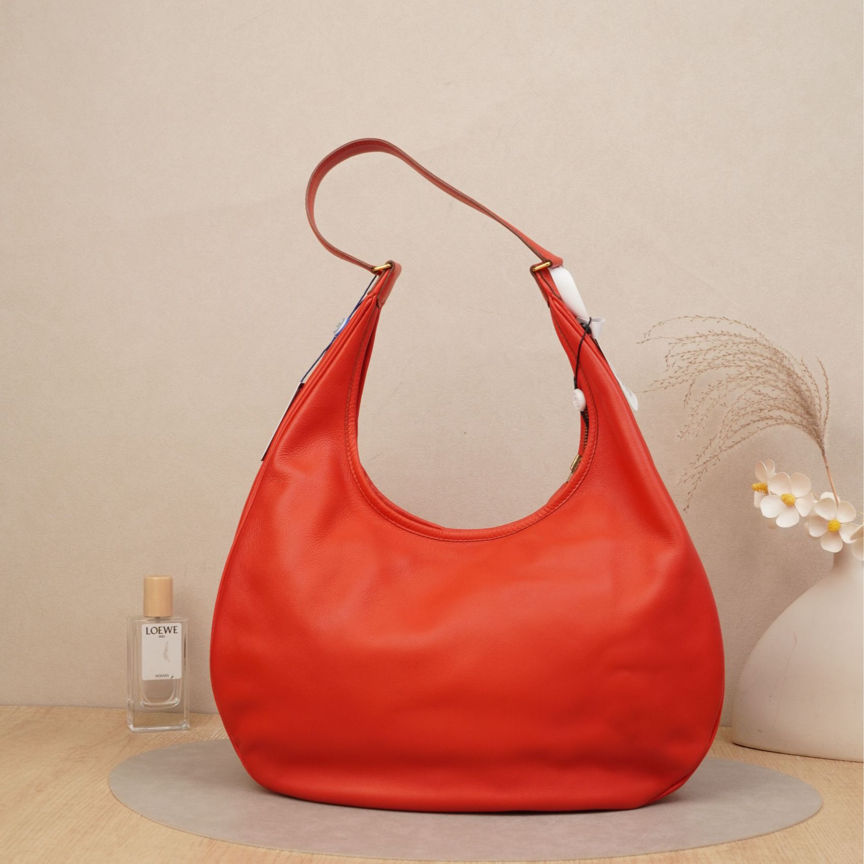 95新 Hermes/爱马仕 爱马仕gao中古hobo框c红色牛皮/DS038396